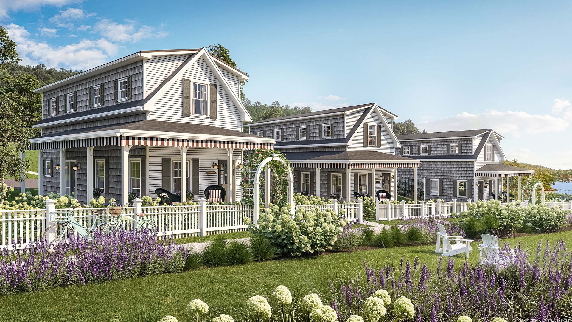 a house with a white fence and a white picket fence