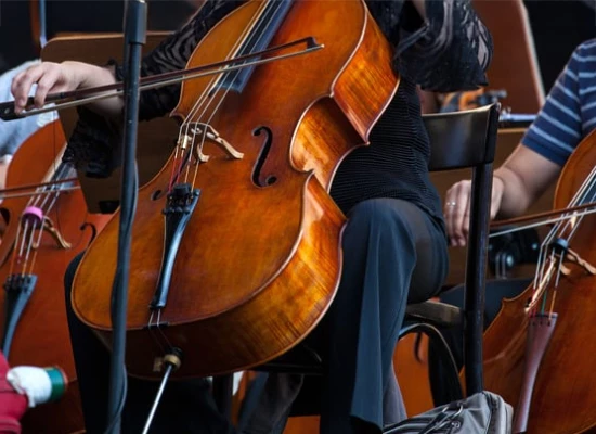 a person playing a cello