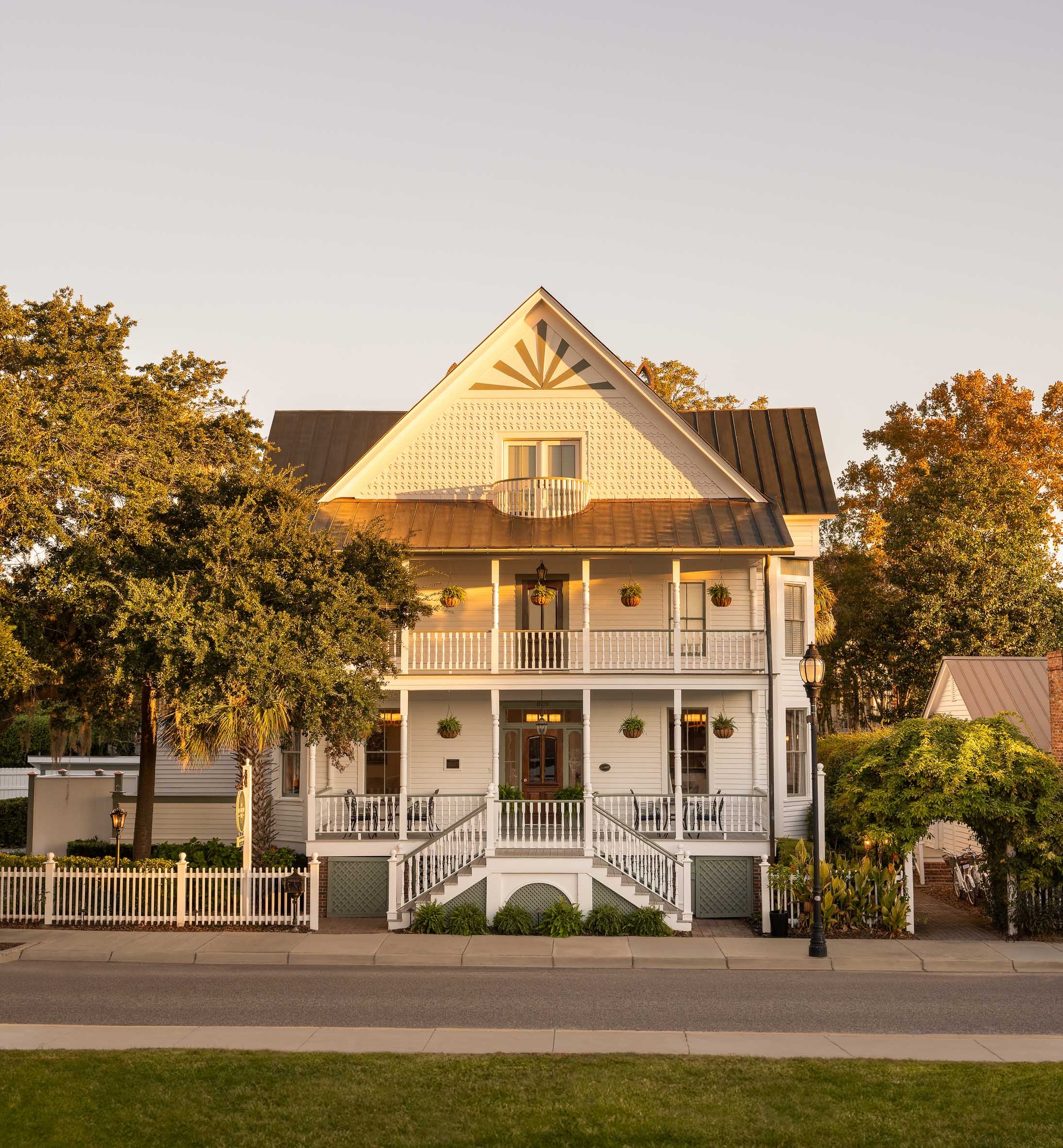 a house with trees around it