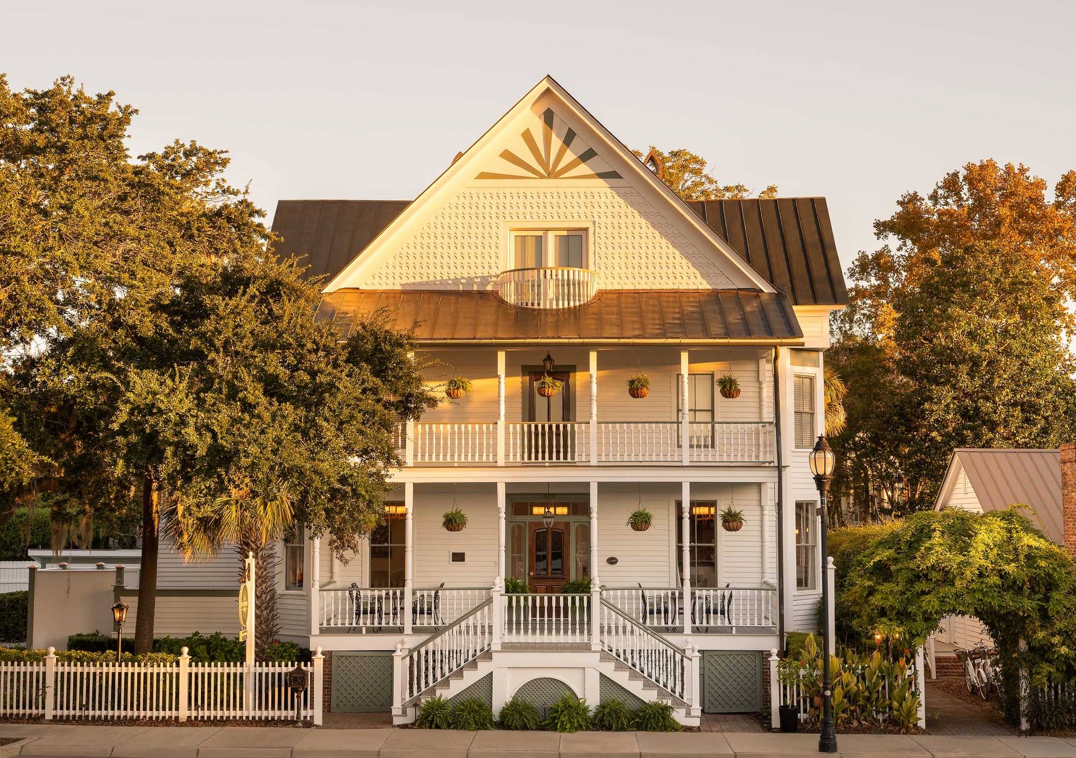 a house with trees around it