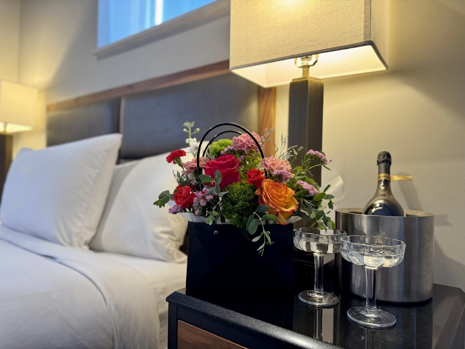 a bouquet of flowers on a table