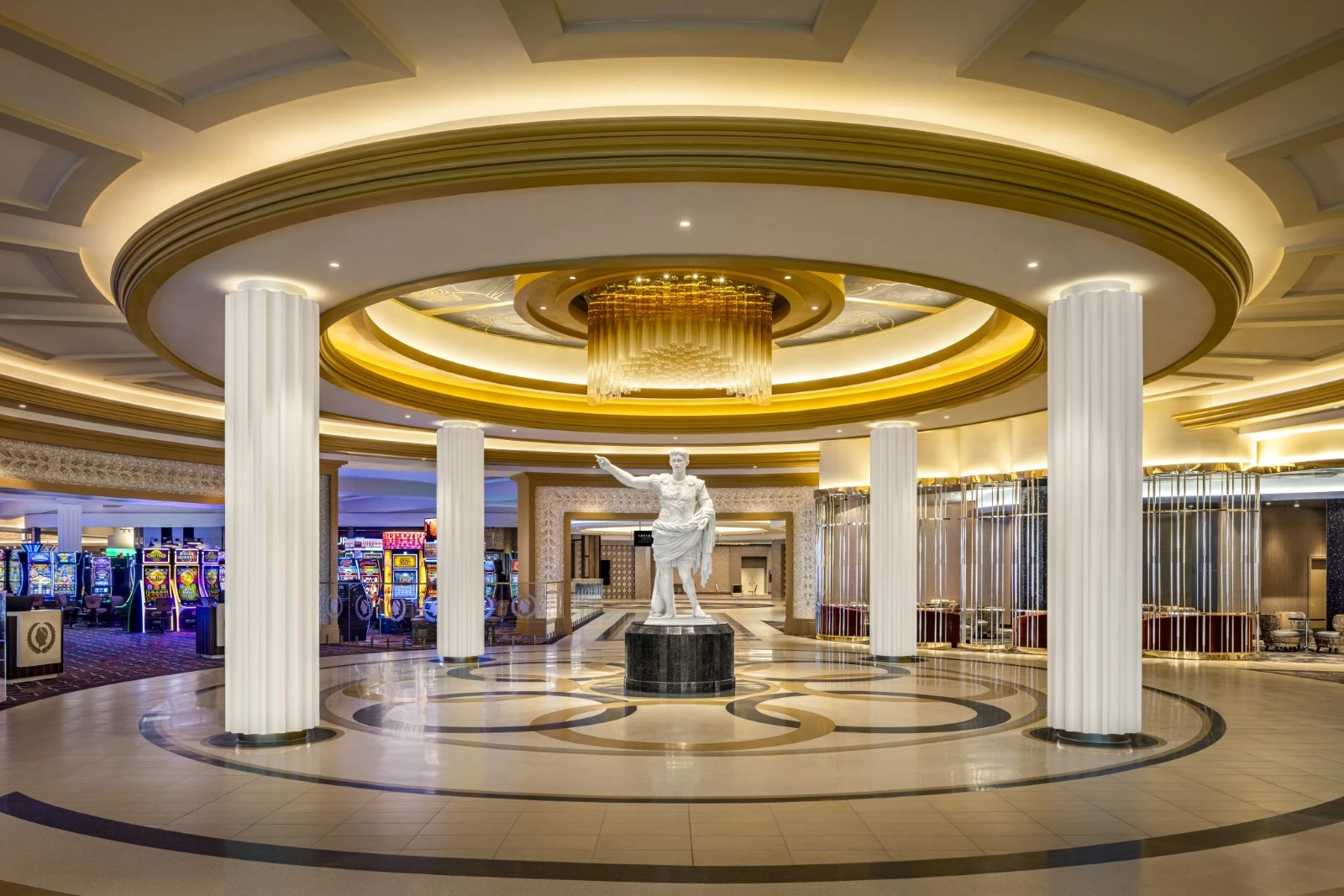 a statue in a building