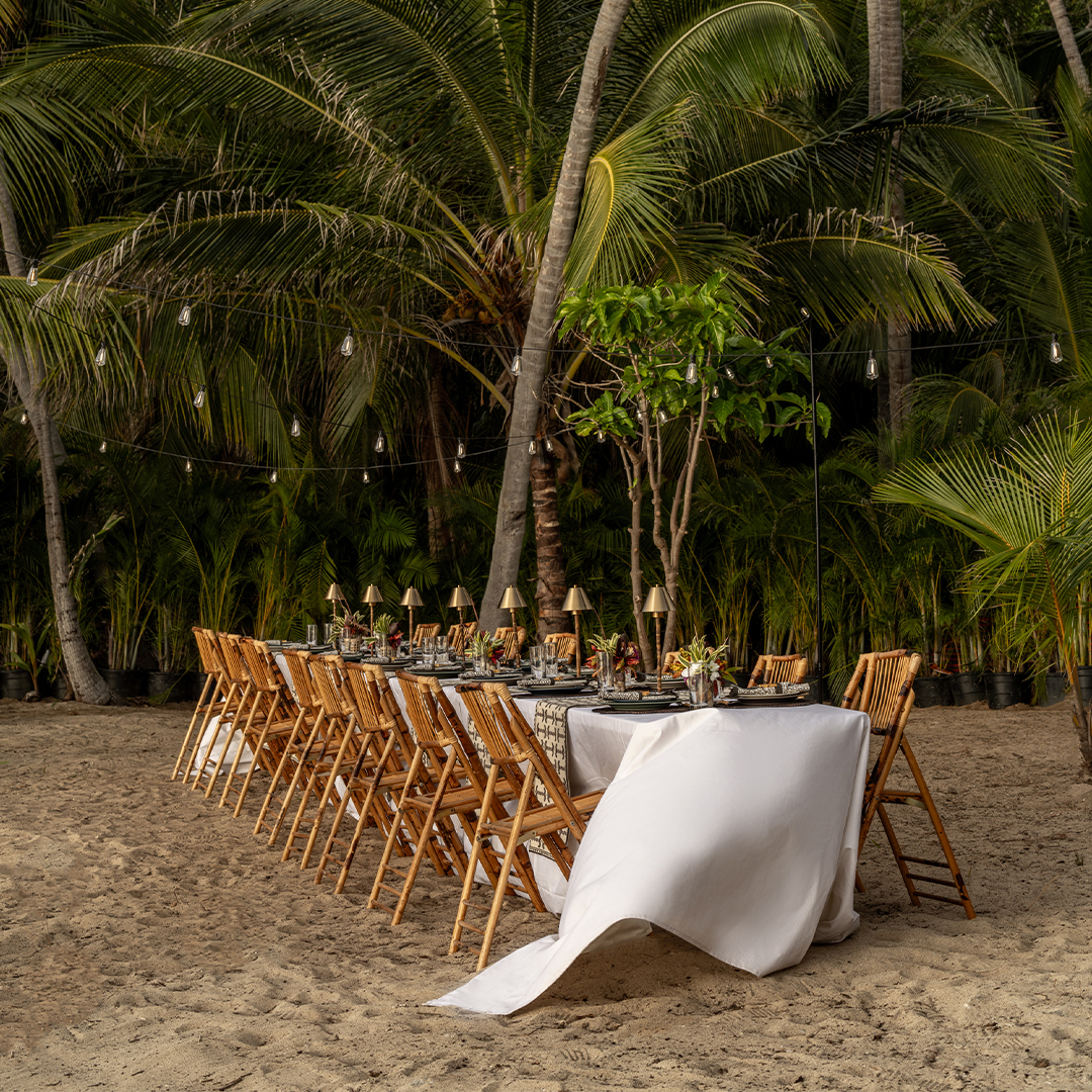 a table set up on a beach