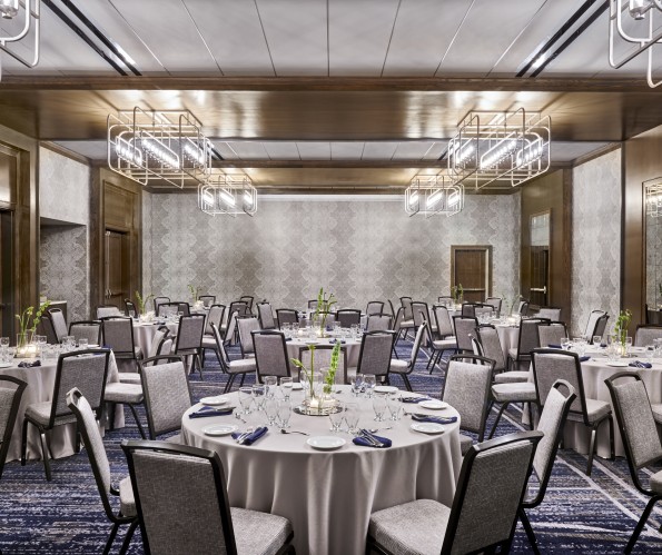 a room with tables and chairs