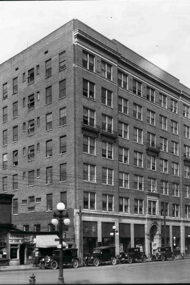 vintage black and white picture of an old building