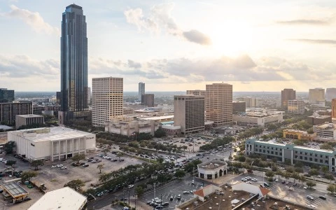 a city with many tall buildings