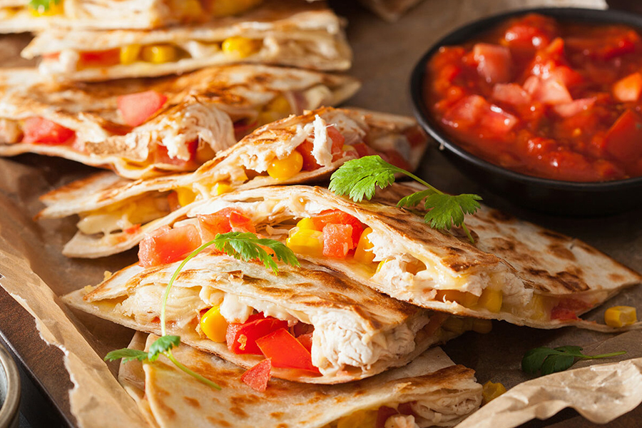 a quesadilla with salsa