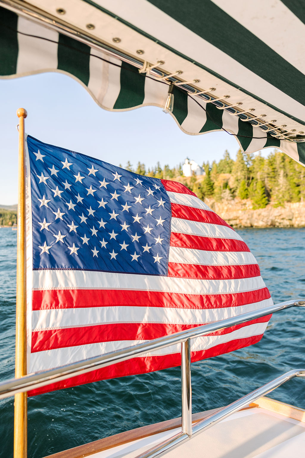 a flag on a boat