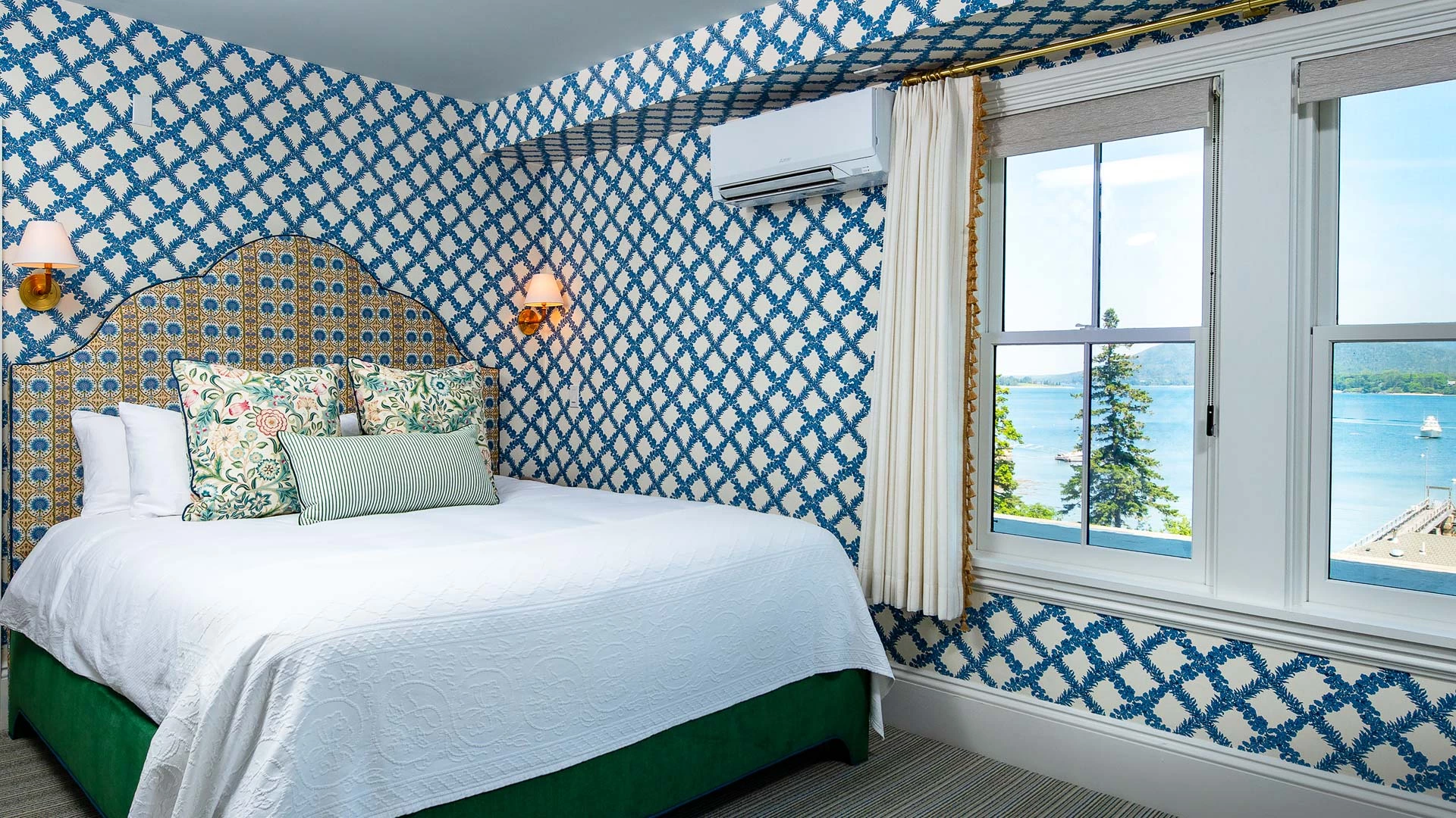 a room with a bed and a window
