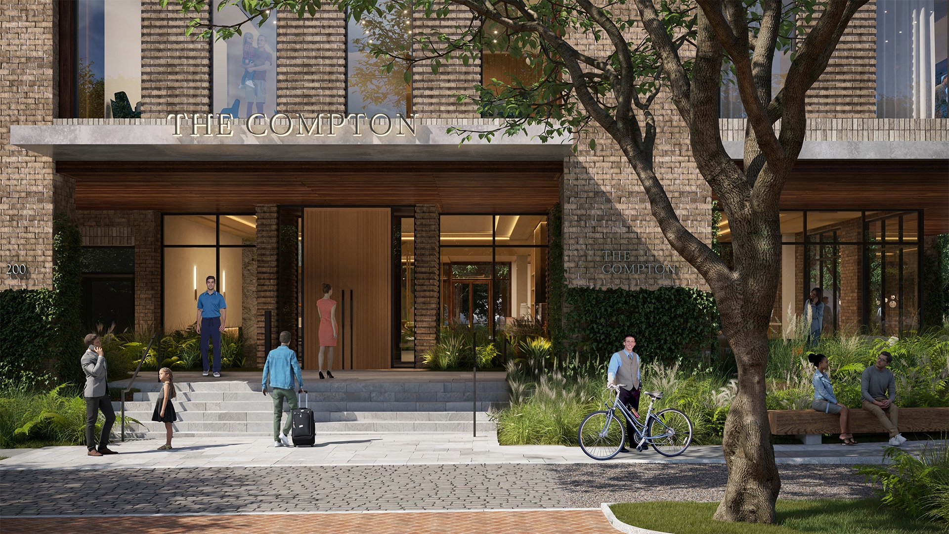 a man riding a bicycle in front of a building
