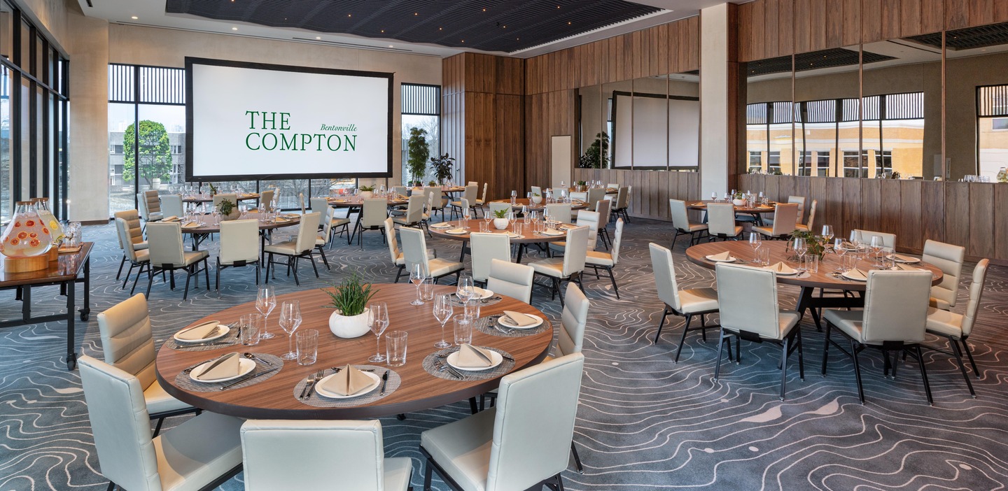 a room with tables and chairs