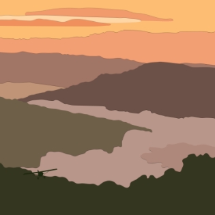 a plane flying over a valley