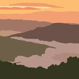 a plane flying over a valley