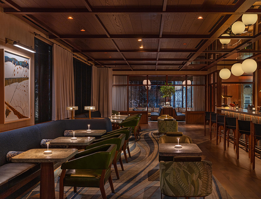 a room with tables and chairs