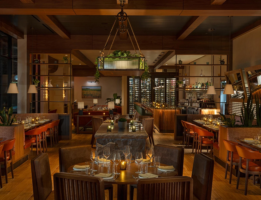 a restaurant with tables and chairs