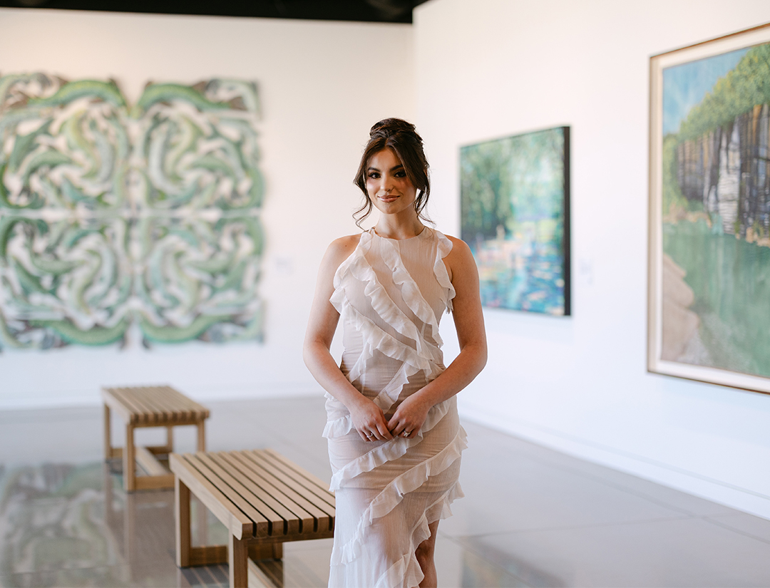 a woman in a white dress