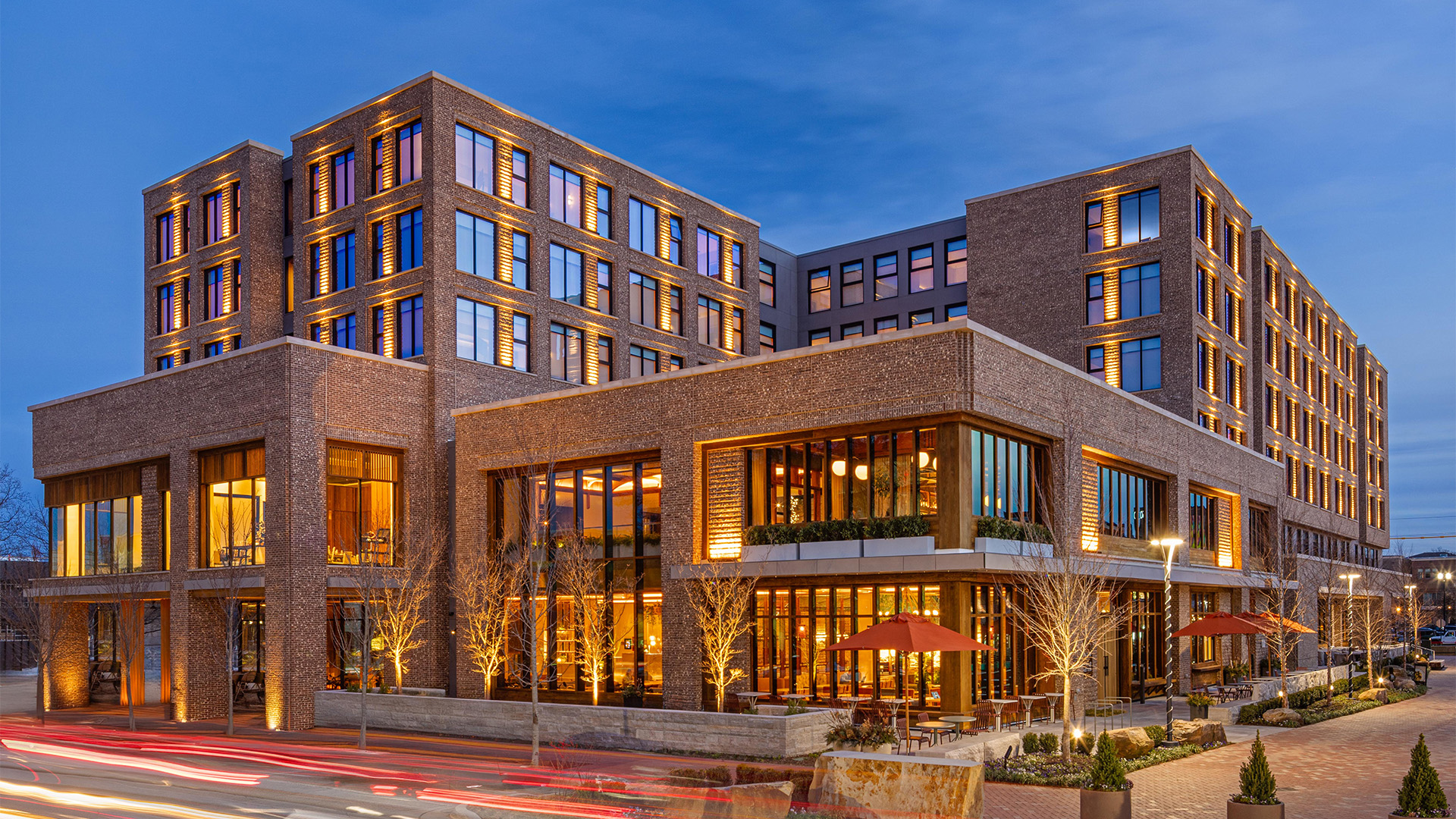 a building with many windows