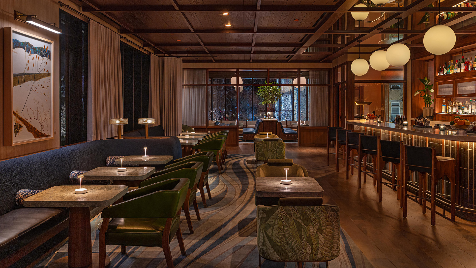 a room with tables and chairs