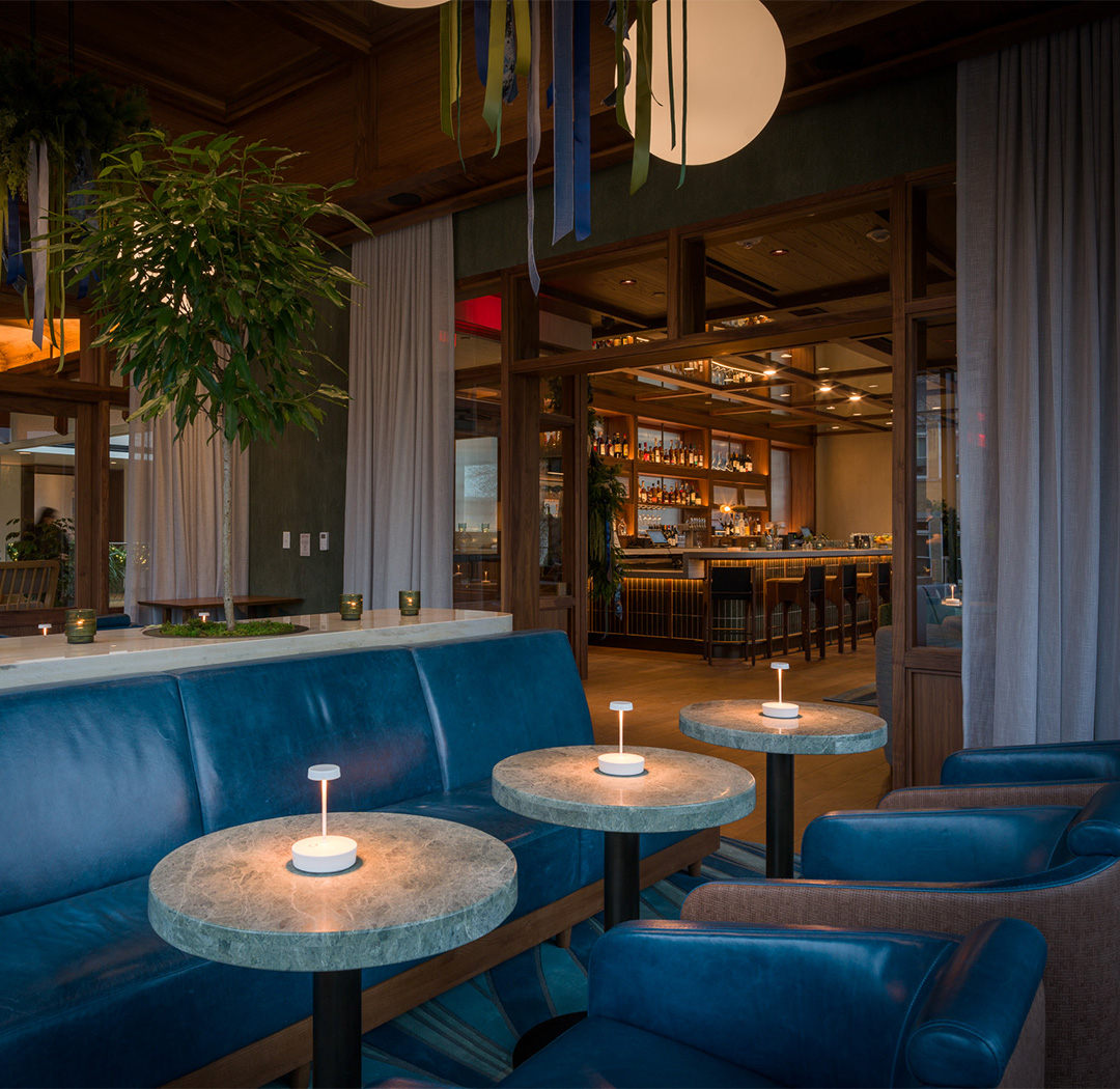 a room with tables and chairs