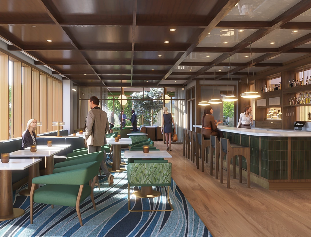 a room with tables and chairs