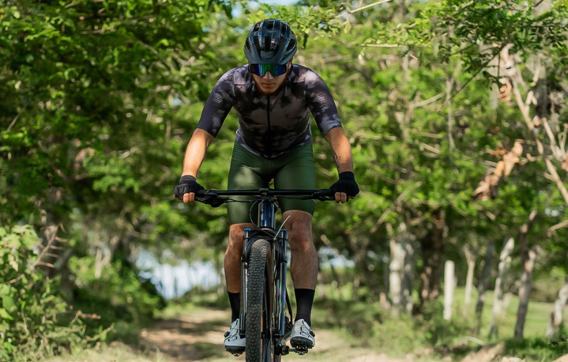 a man riding a bike