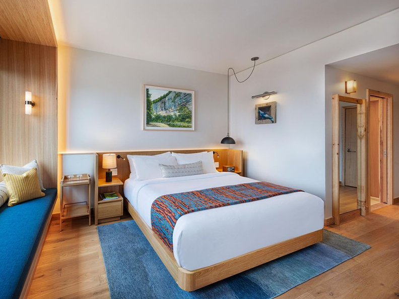 a bed in a room