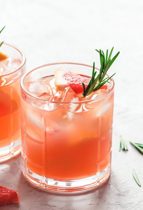 View of two tropical cocktails 