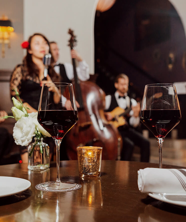 a group of people playing music