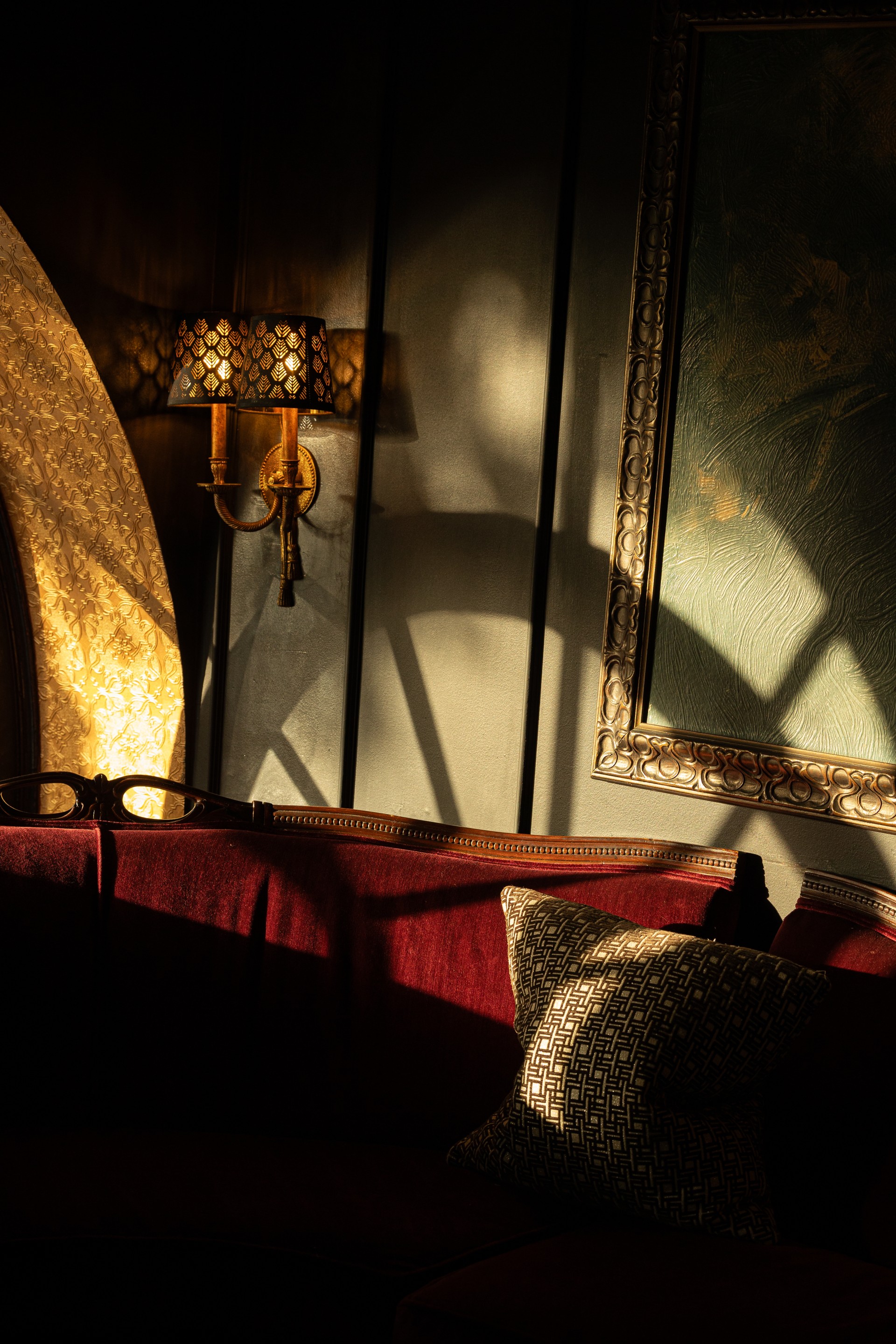 a lamp on a wall