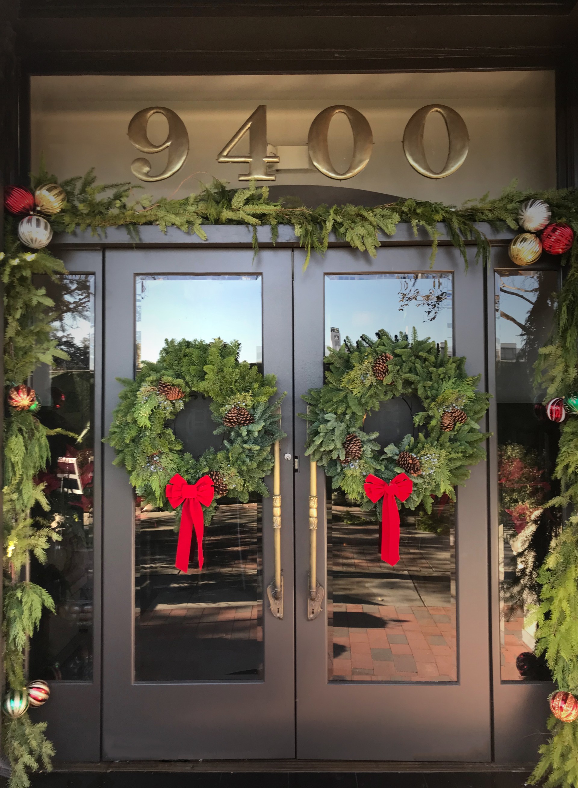 a wreaths on a door