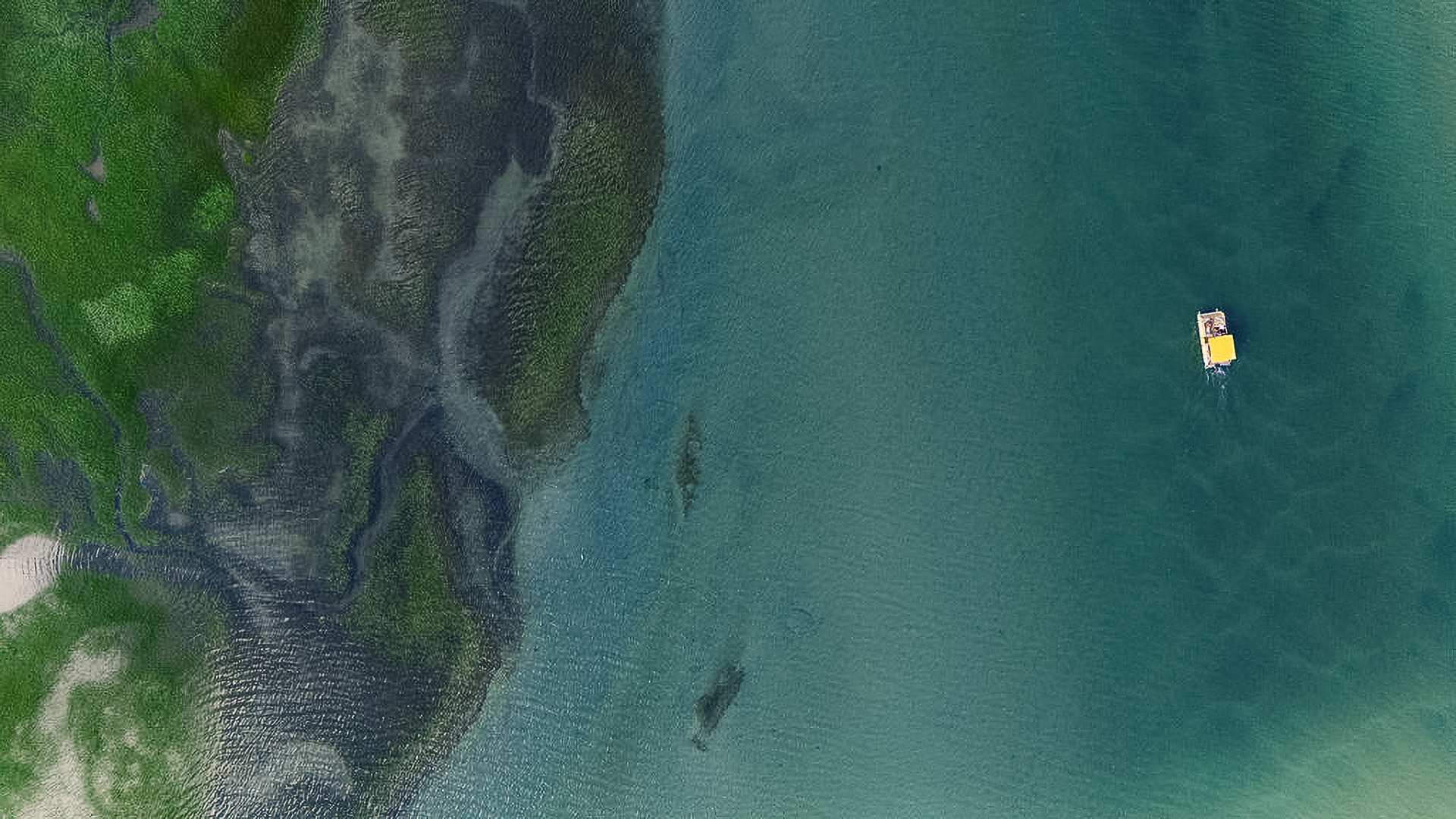 a aerial view of a body of water