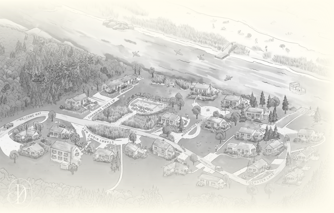 a drawing of a neighborhood