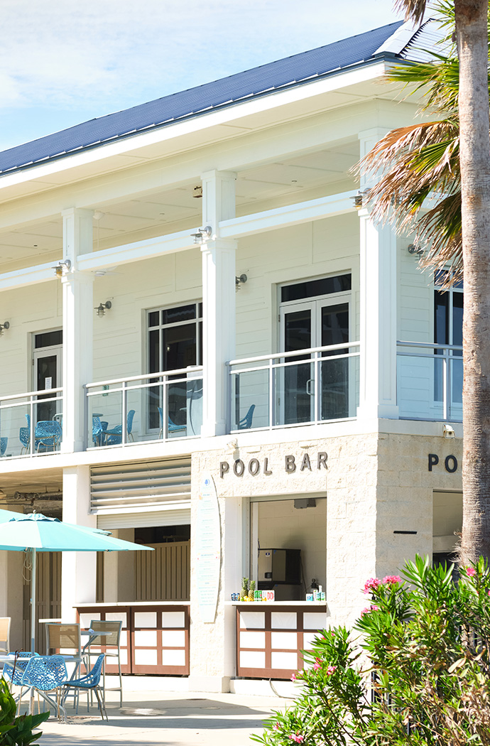 a building with a pool bar