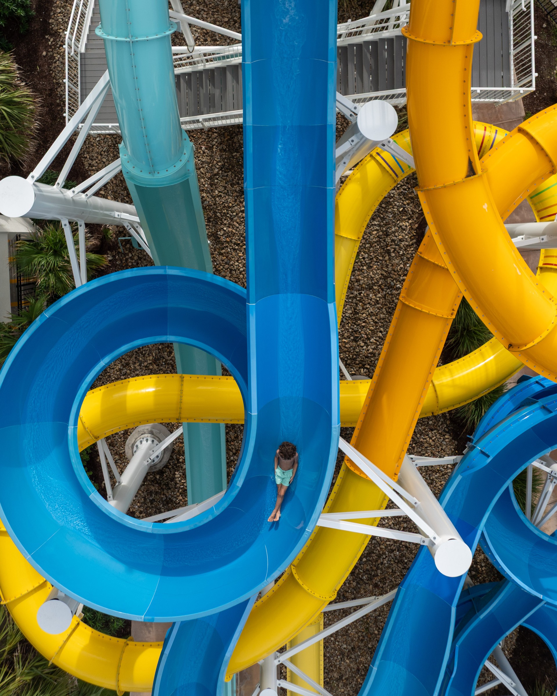a person on a water slide