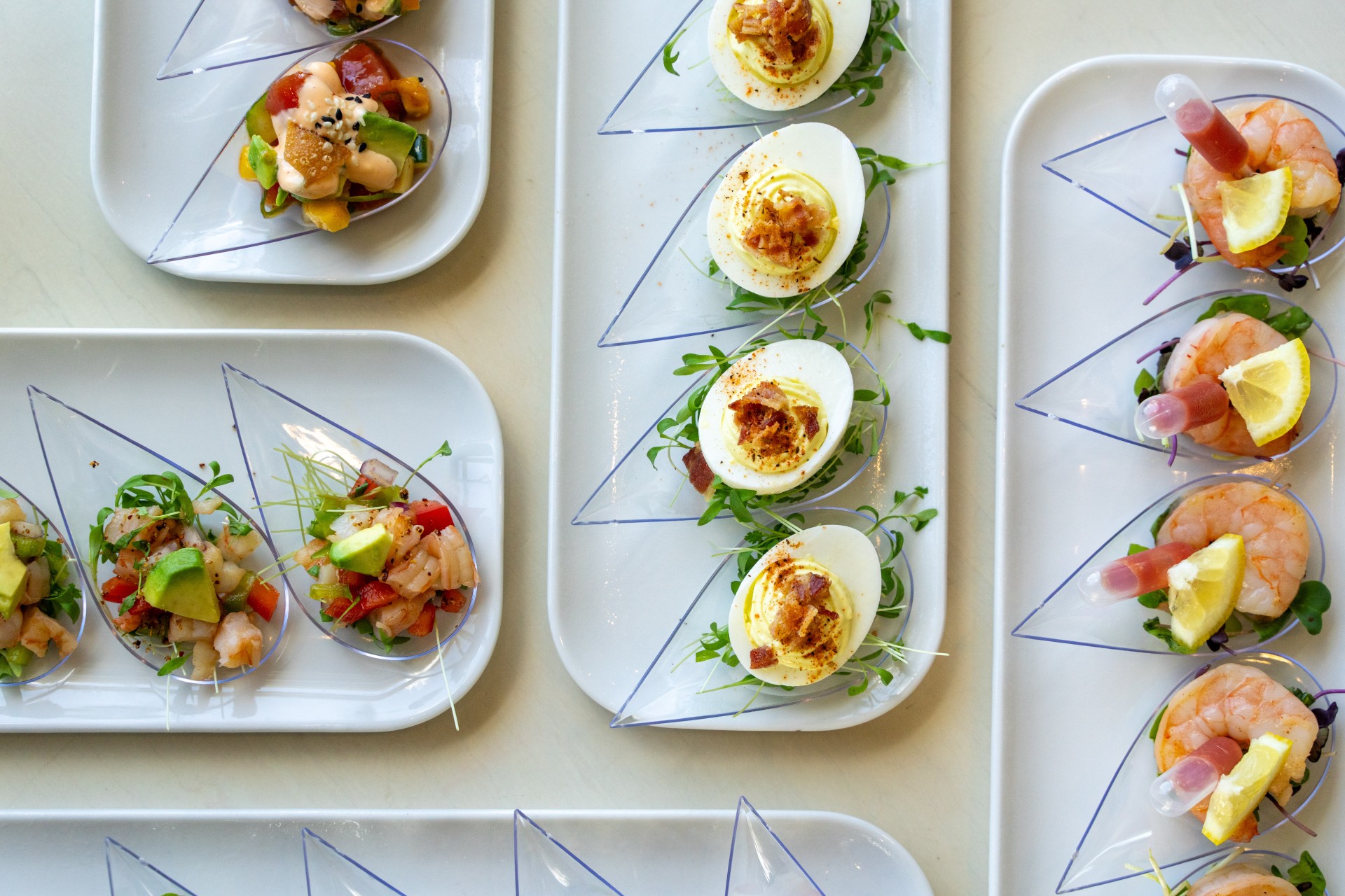 a group of plates of food