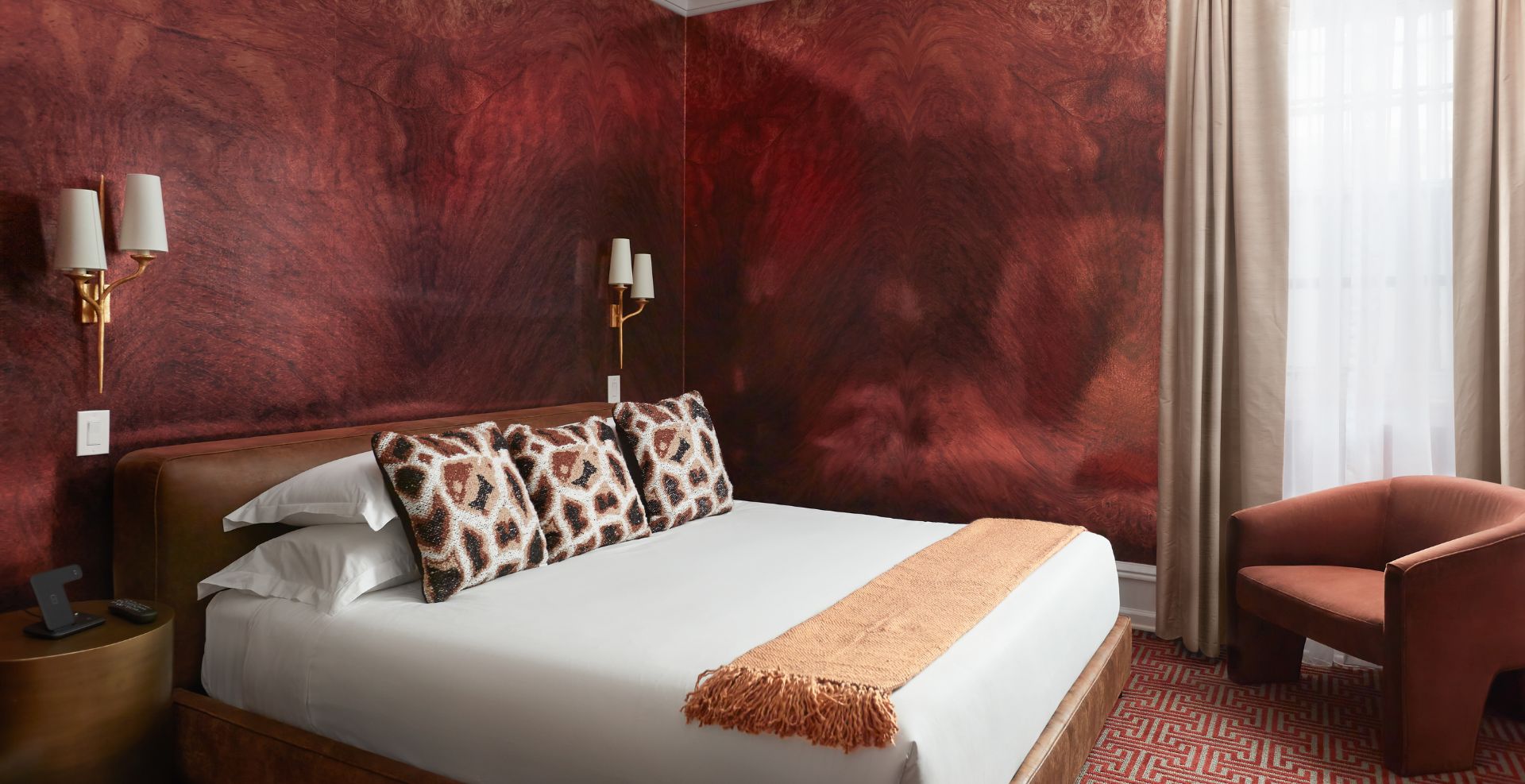 hero image for a bed with a patterned pillow