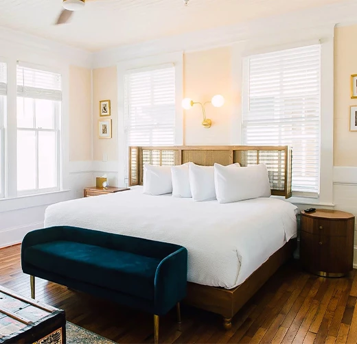 a bed in a room