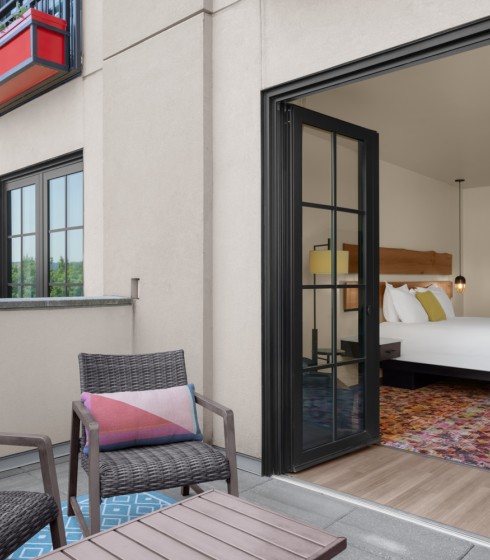 view of a deluxe king terrace room at The Gordon Hotel from the private terrace