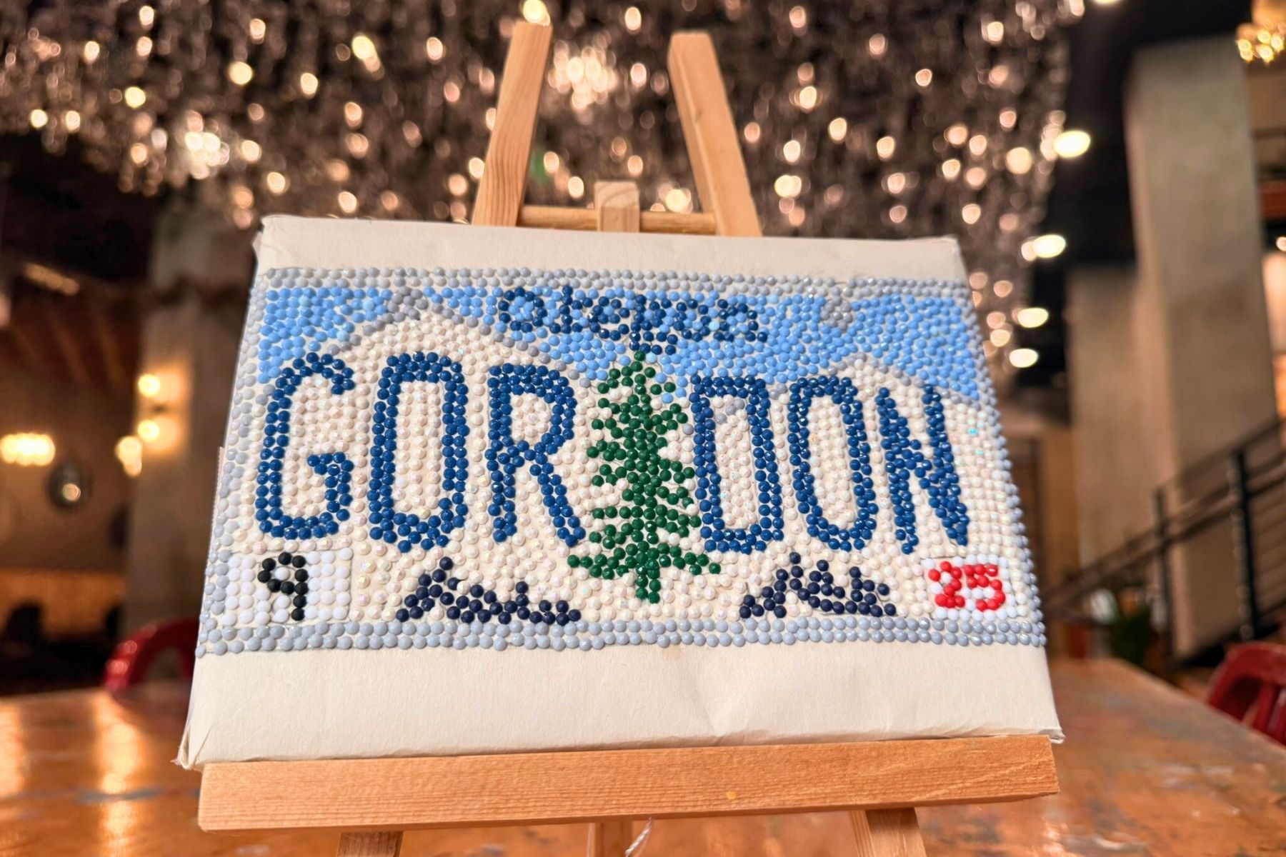 a sign on a easel
