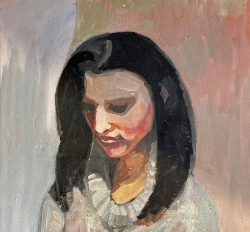 a painting of a woman