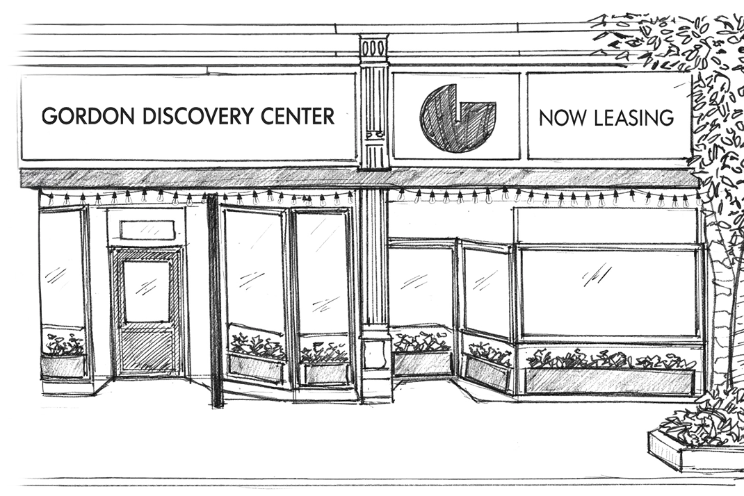 a drawing of a store front
