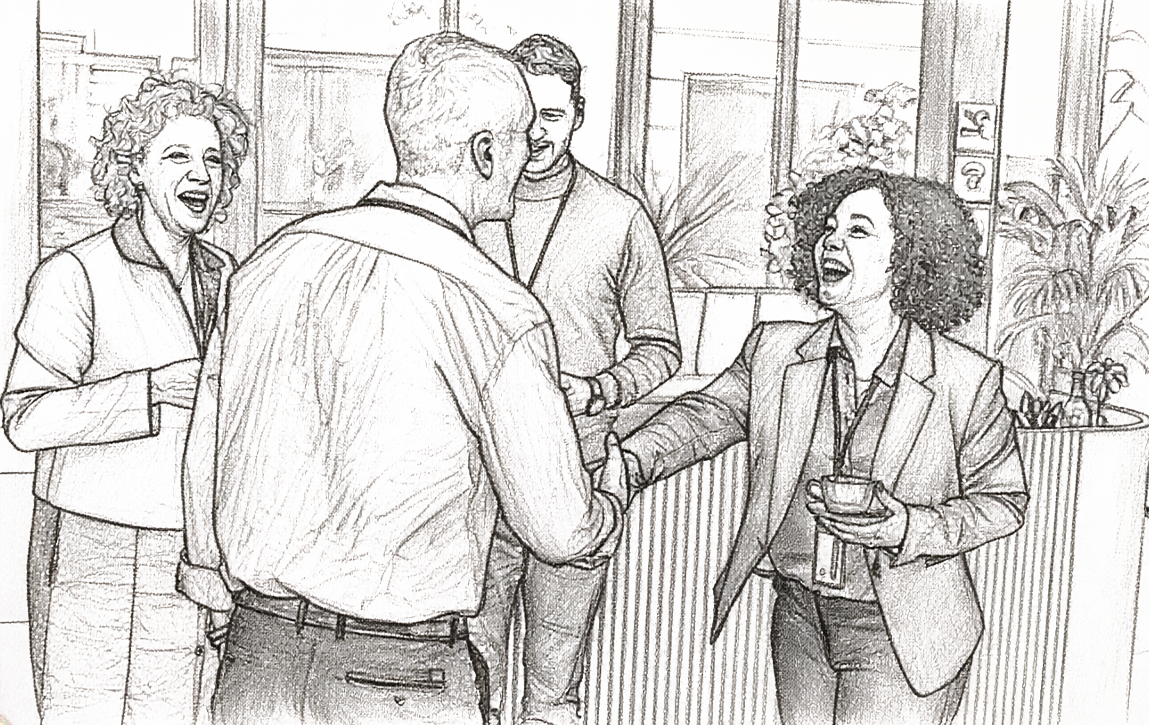 a group of men talking