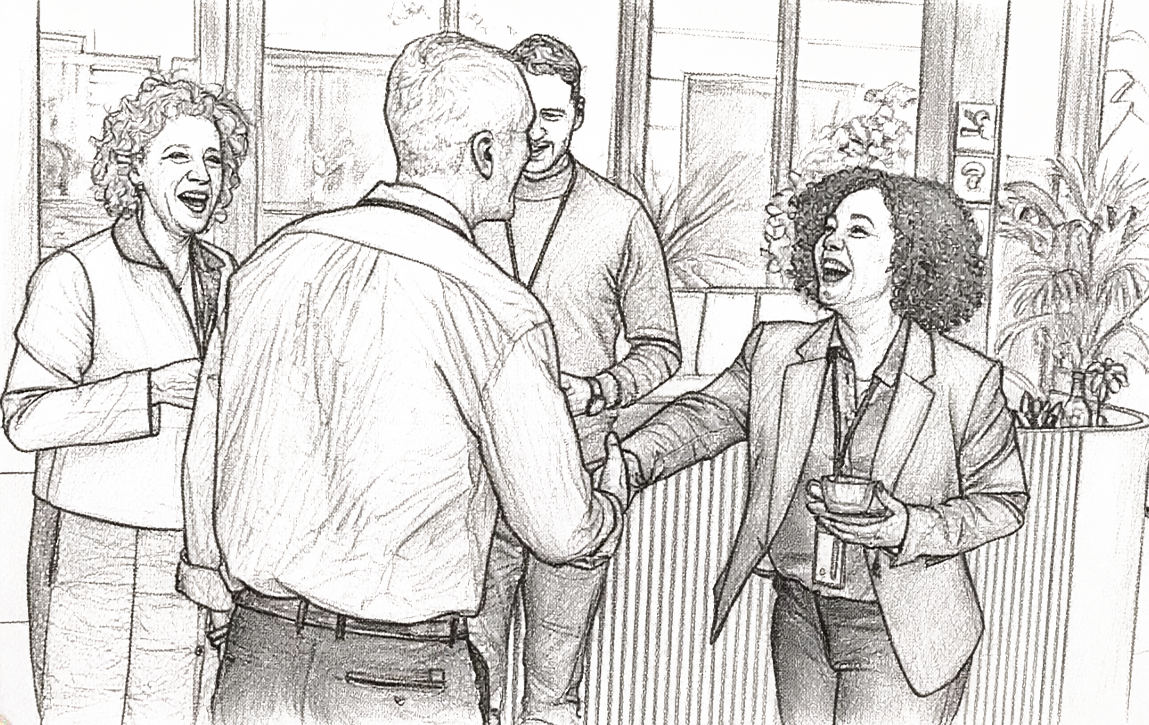 a group of men talking