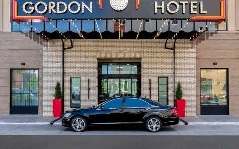 a car parked outside a building