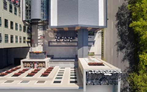 aerial view of a building