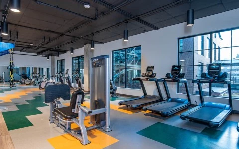 a gym with exercise equipment