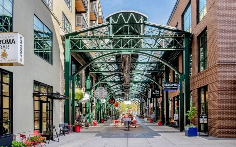a walkway between buildings
