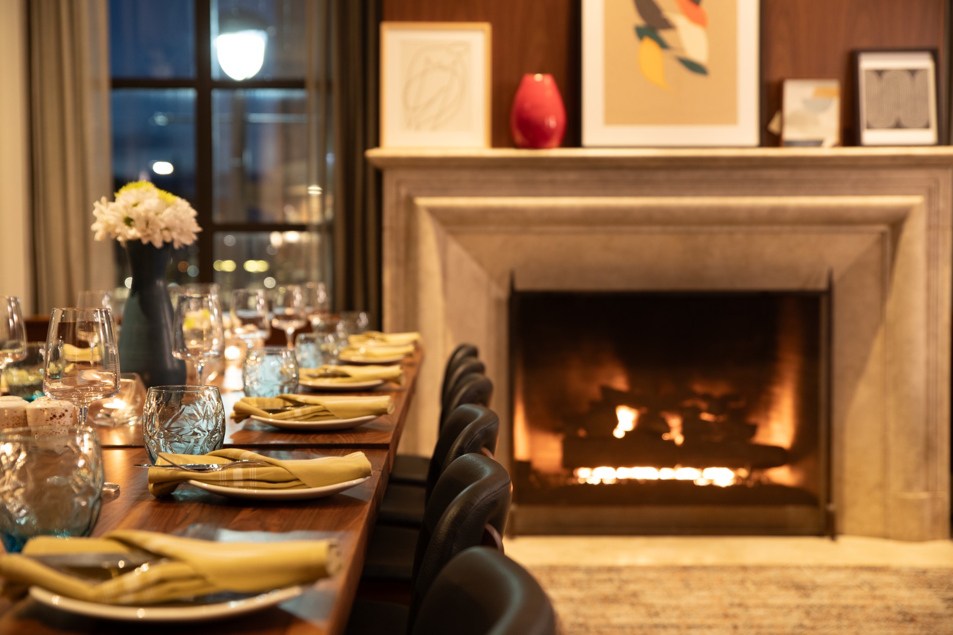 a table with plates and glasses on it