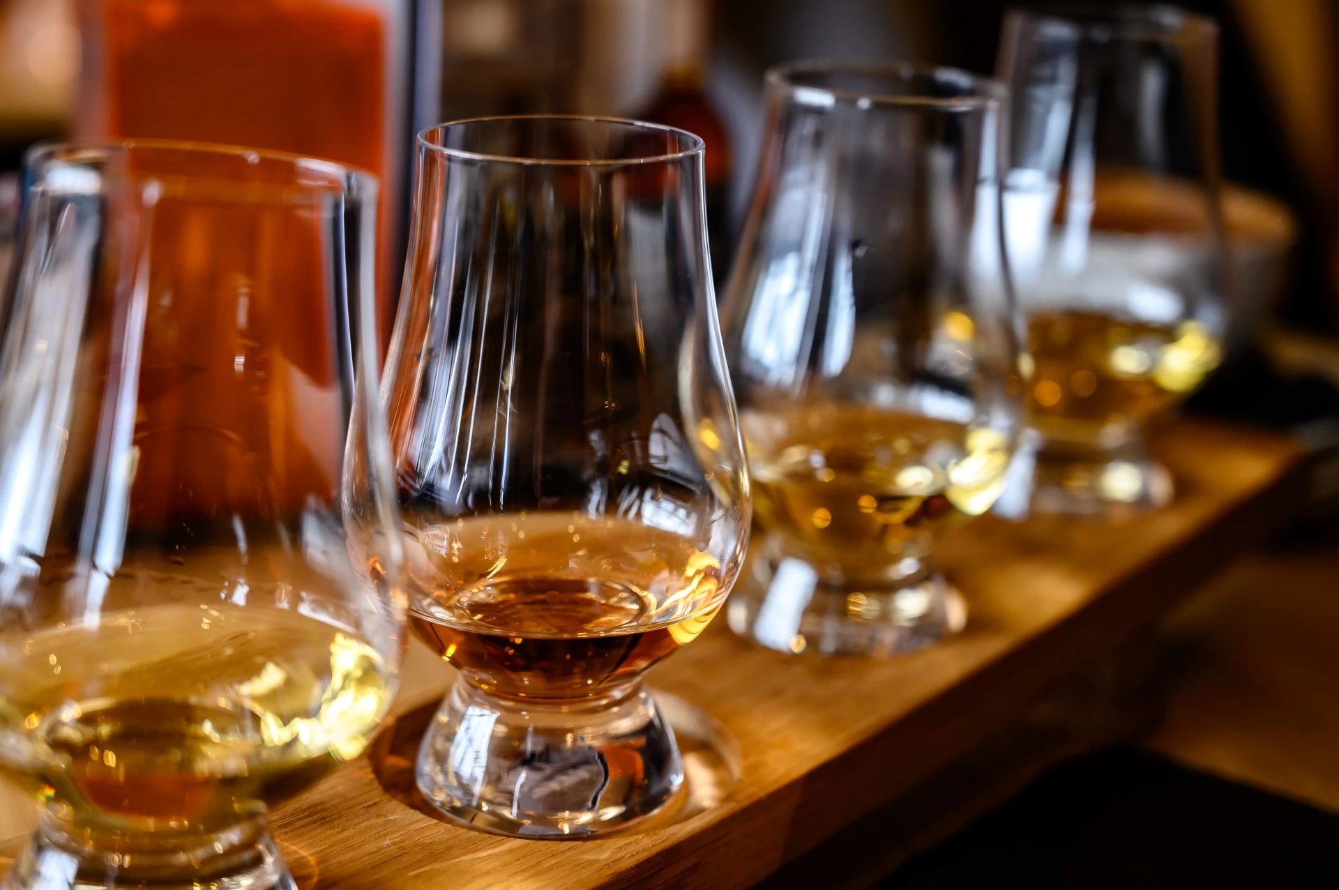 a group of glasses of alcohol