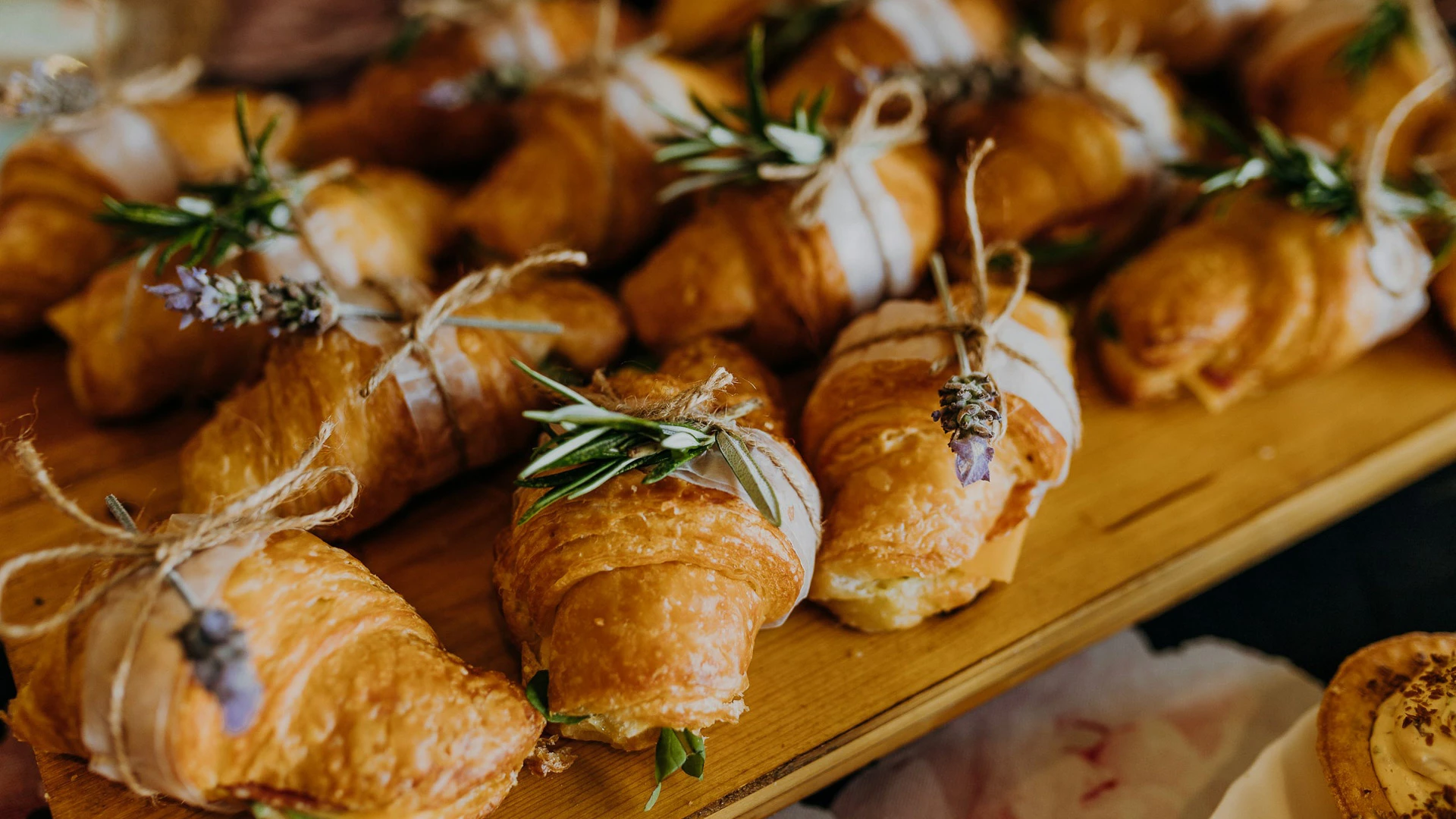 a group of croissants wrapped in twine